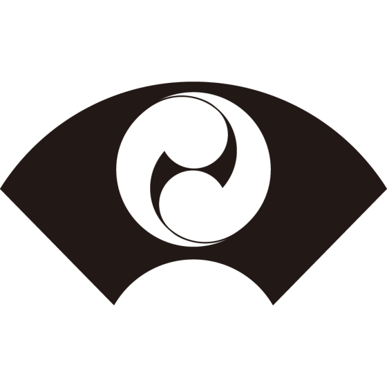 地紙に地抜き二つ巴紋