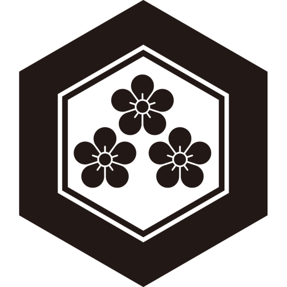亀甲に三つ盛り梅紋