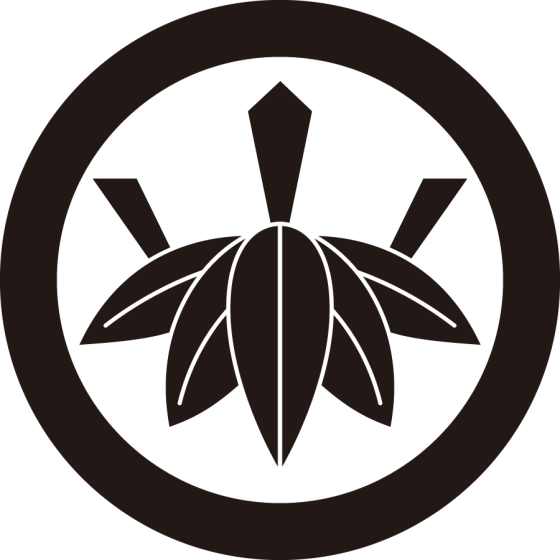 丸に剣五枚笹紋