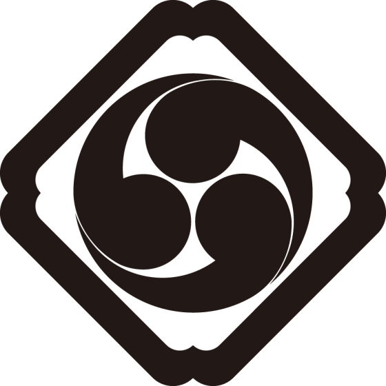 隅入り角に右三つ巴紋