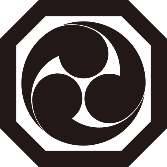 隅切り平角に三つ巴紋