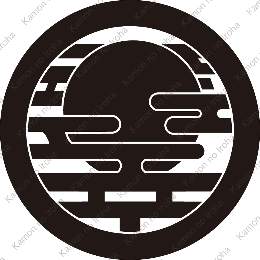 丸に月に霞紋